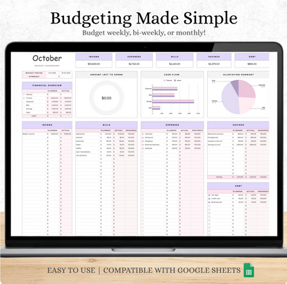 MapleBudget™ Budget Planner for Excel & Google Sheets (all currencies)