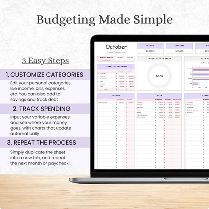 MapleBudget™ Budget Planner for Excel & Google Sheets (all currencies)